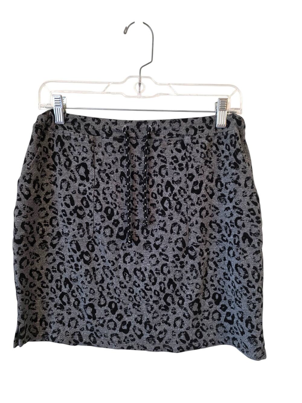 Sundry Womens Cheetah Leopard Animal Print Saturday Skirt Size 8/10 Gray Black